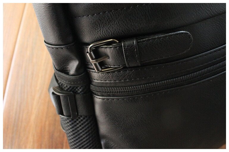 Рюкзак MyPads 1363 из качественной импортной эко-кожи черного цвета студенческий школьный стильный молодежный компактный городской рюкзак с задне