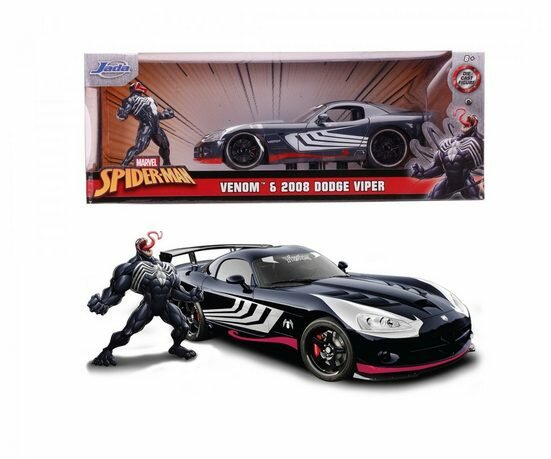 Набор Hollywood Rides Машинка с Фигуркой 2.75" 1:24 2008 Dodge Viper SRT10 W/Venom Figure (Marvel) 31750