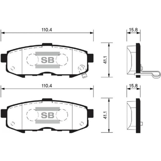 Колодки тормозные задние Sangsin Brake для MAZDA MPV II 02-06, 4 шт