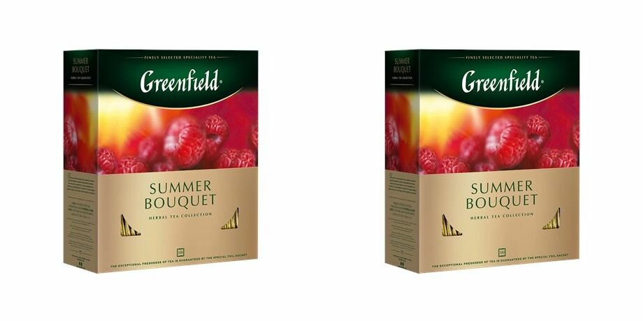 Greenfield Чай травяной в пакетиках Summer bouquet, 100 штук по 2 г, 2 уп