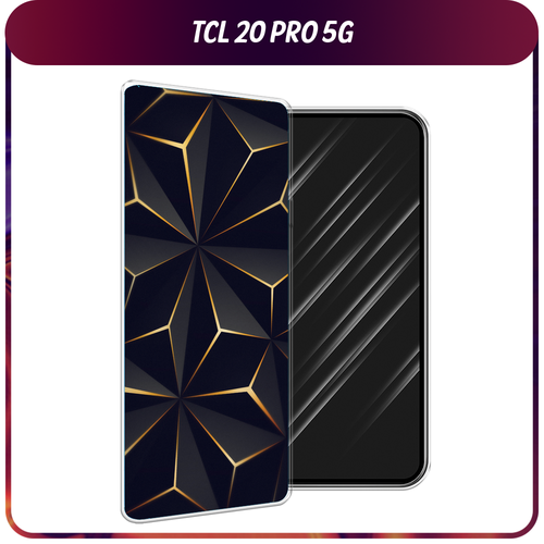 Силиконовый чехол на TCL 20 Pro 5G / ТСЛ 20 Про 5G Черные полигоны силиконовый чехол на tcl 20 pro 5g тсл 20 про 5g космос 16