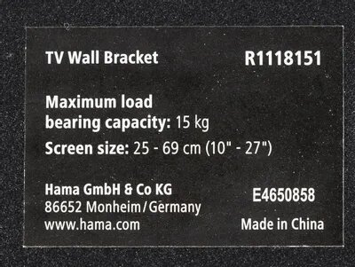 Кронштейн для телевизора Hama R1 118151 черный - фото №11