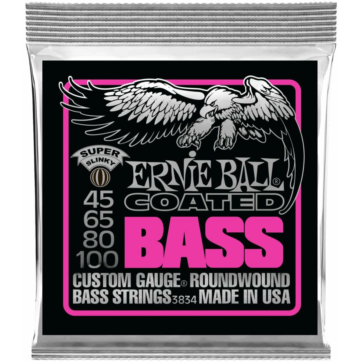 ERNIE BALL 3834 Coated Slinky Super 45-100 - Струны для бас-гитары Эрни Болл