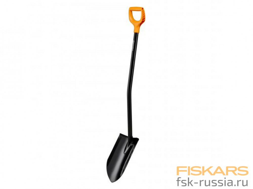 Лопата штыковая FISKARS с удлиненным лезвием и удлиненной ручкой черная 1067517