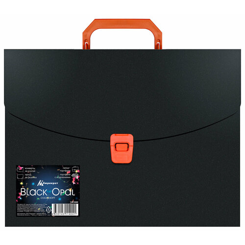 Портфель Бюрократ Black Opal BLPP01OR 1 отдел. A4 пластик 0.7мм черный/оранжевый портфель бюрократ black opal blpp01or 1 отдел a4 пластик 0 7мм черный оранжевый