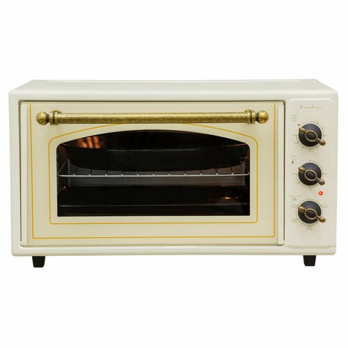 Мини-печь электрическая Schaub Lorenz SLE OB5051 5 режимов 50л мощность 16 кВт конвекция таймер 90 мин автоматическое отключение со звуковым сигналом скрытый тэн круглый противень освещение камеры 2 стекла ретро дизайн 2478000₽