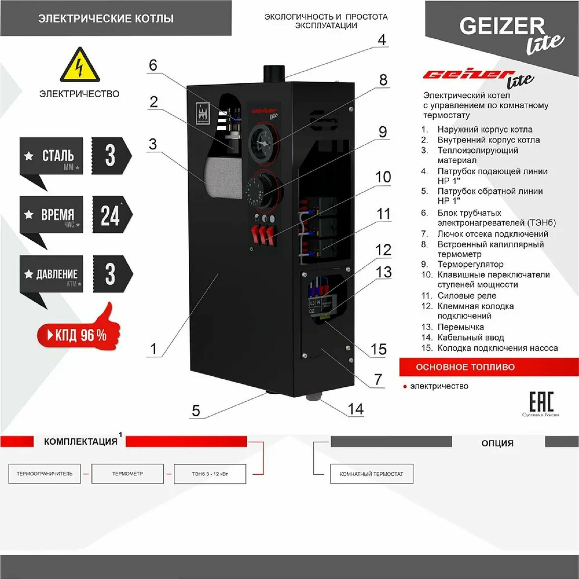 Котел отопительный электрический GEIZER Lite 4.5 кВт