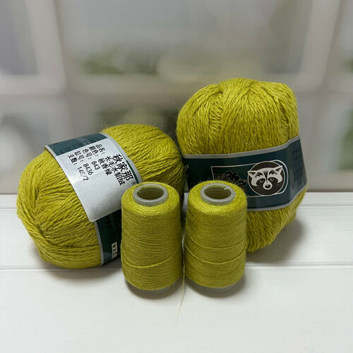 Пряжа для вязания Пух Норки с добавочной нитью (Menca Mink Wool) цвет 843 липа, 50 г/350 м, комплект 5 мотков