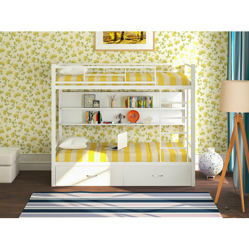 Двухъярусная кровать «Венеция 80 ПЯ» Белый/ЛДСП Белый