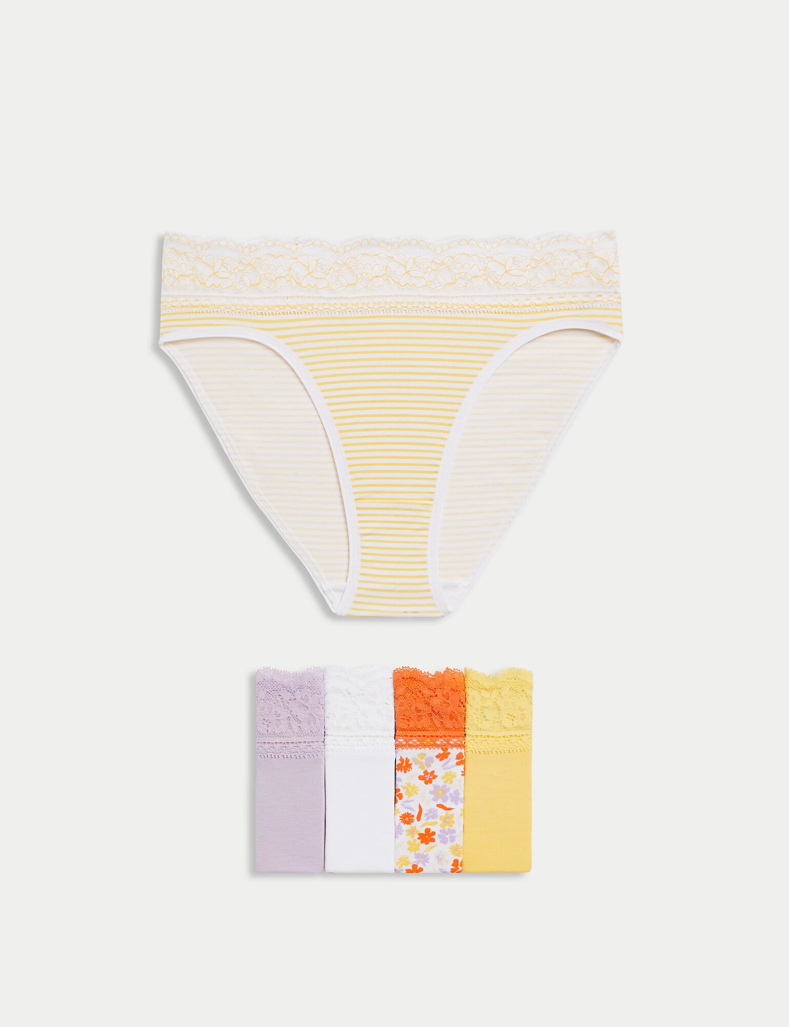 Трусы MARKS & SPENCER 5pk Cotton Rich Printed High Leg Knickers Sunshine Mix