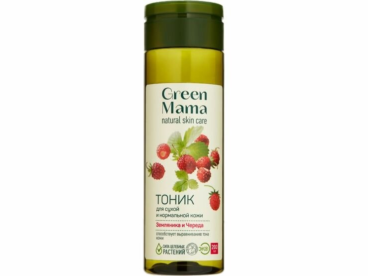 Тоник для сухой и нормальной кожи GREEN MAMA Земляника и Череда