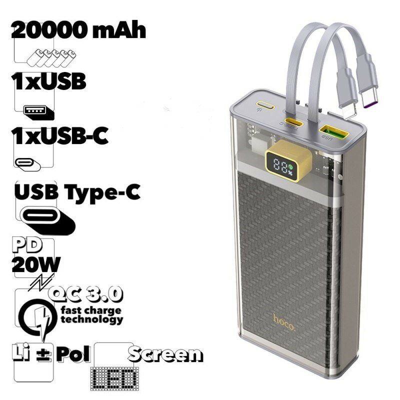 Power bank Hoco J104A 22.5W Супер быстрая зарядка (20000mAh)