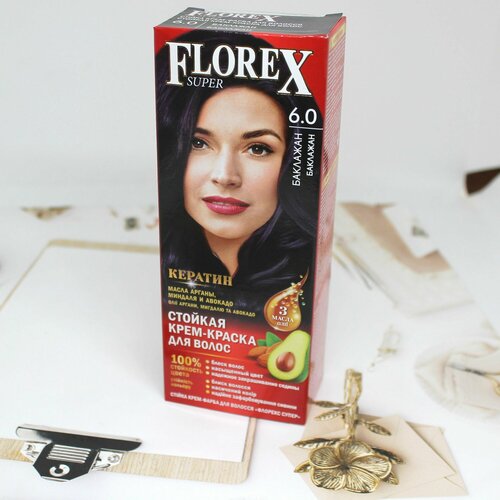 Краска для волос 6.0 FLOREX-SUPER, Баклажан