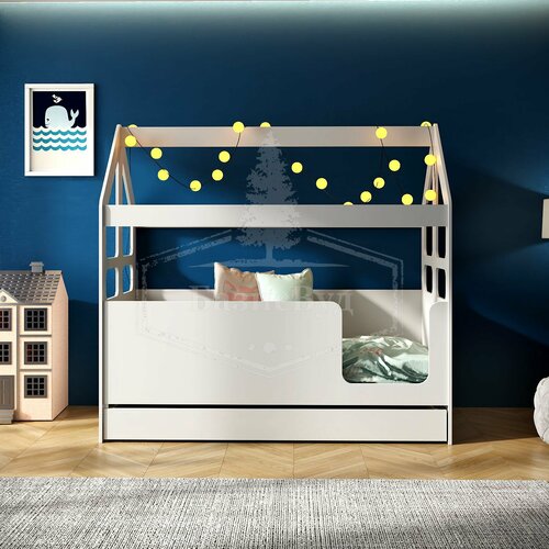 Кровать-домик, Кровать детская с бортиком под матрас 160х80, БазисВуд 