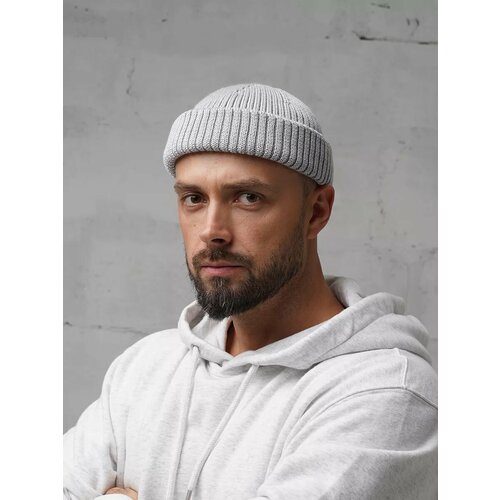 Шапка-бини ALEKON для мужчин, размер 54-60, светло-серый Алекон
