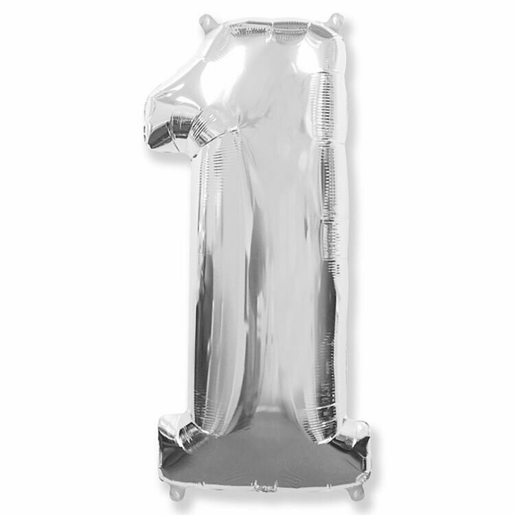 Фольгированный шар цифра 1 40" Silver