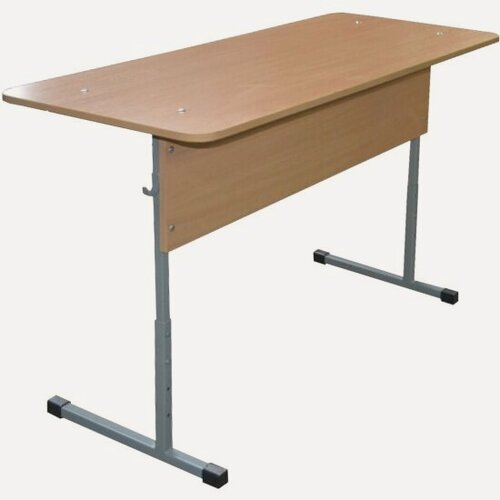 Изображение товара Стол-парта Focusnic 2-местный регулируемый "Бюджет", 1200х500х520-640 мм, рост 2-4, серый каркас, ЛДСП бук