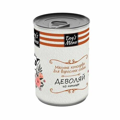 Dog s Menu 340 г консервы для взрослых собак деволяй из птицы 24 шт