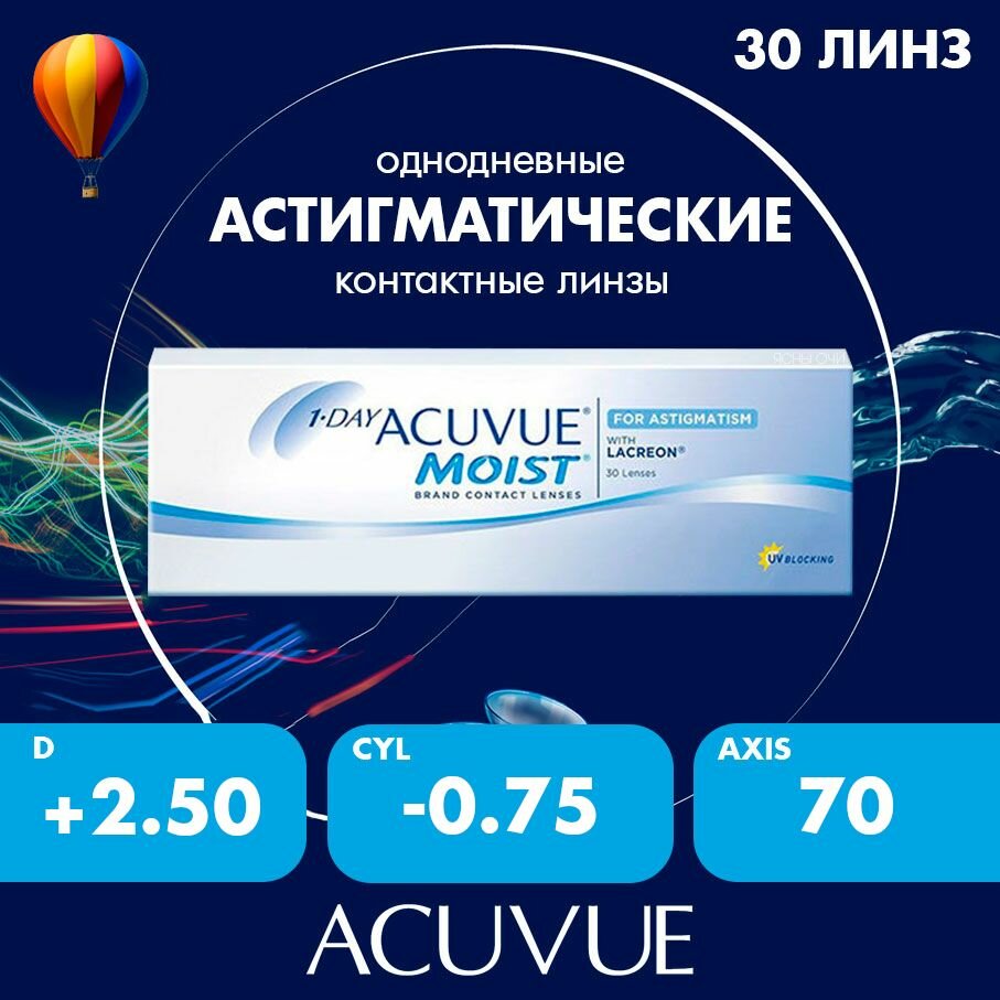 Контактные линзы 1Day Acuvue Moist astigmatism 30 шт 25007570