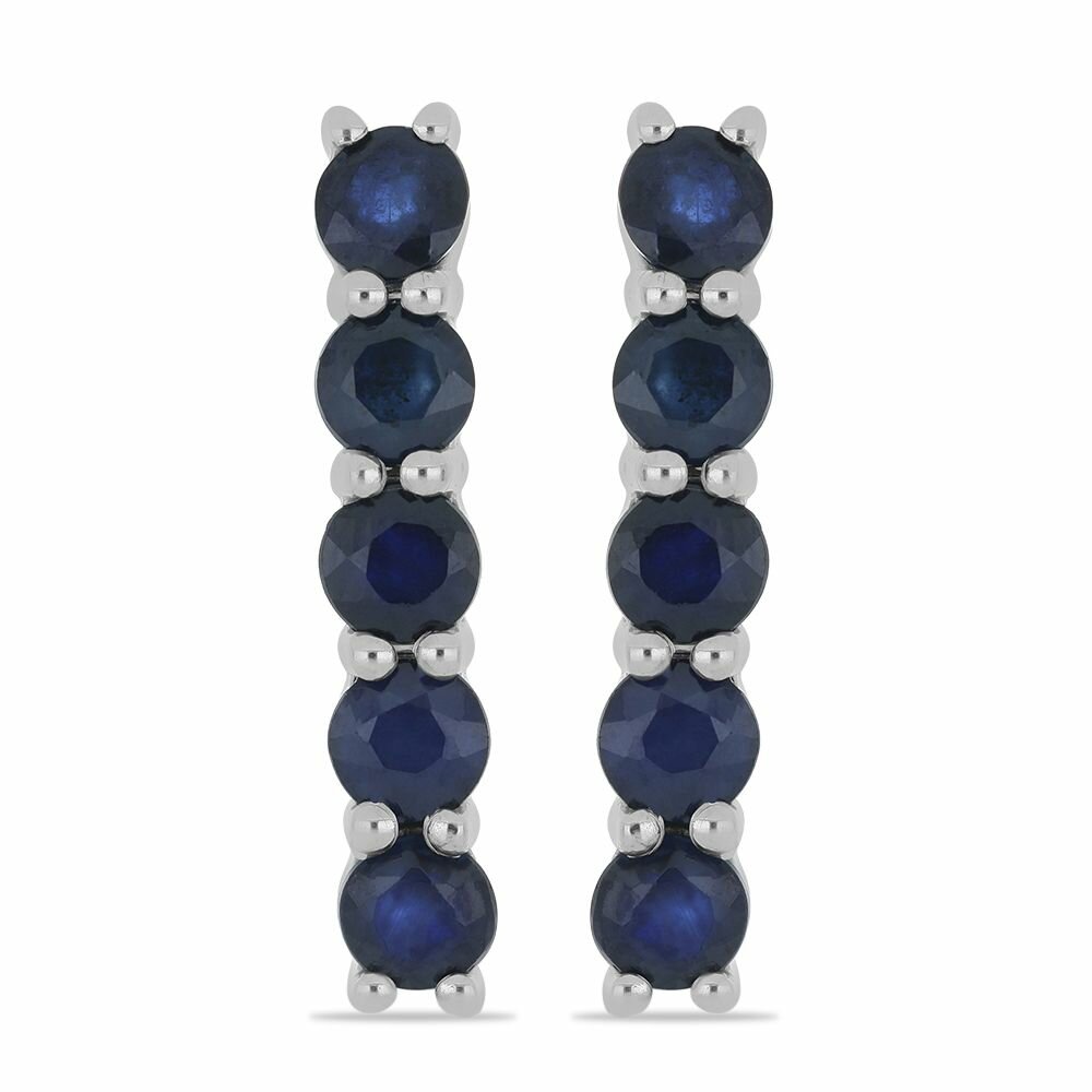 Серьги, серебро, 925 проба, родирование, сапфир