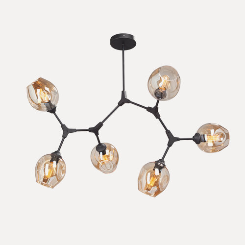 Изображение товара Люстра потолочная Vitaluce V4598-1/6PL , 6 ламп 18м2, Е27, макс. 60Вт, цвет чёрный матовый.