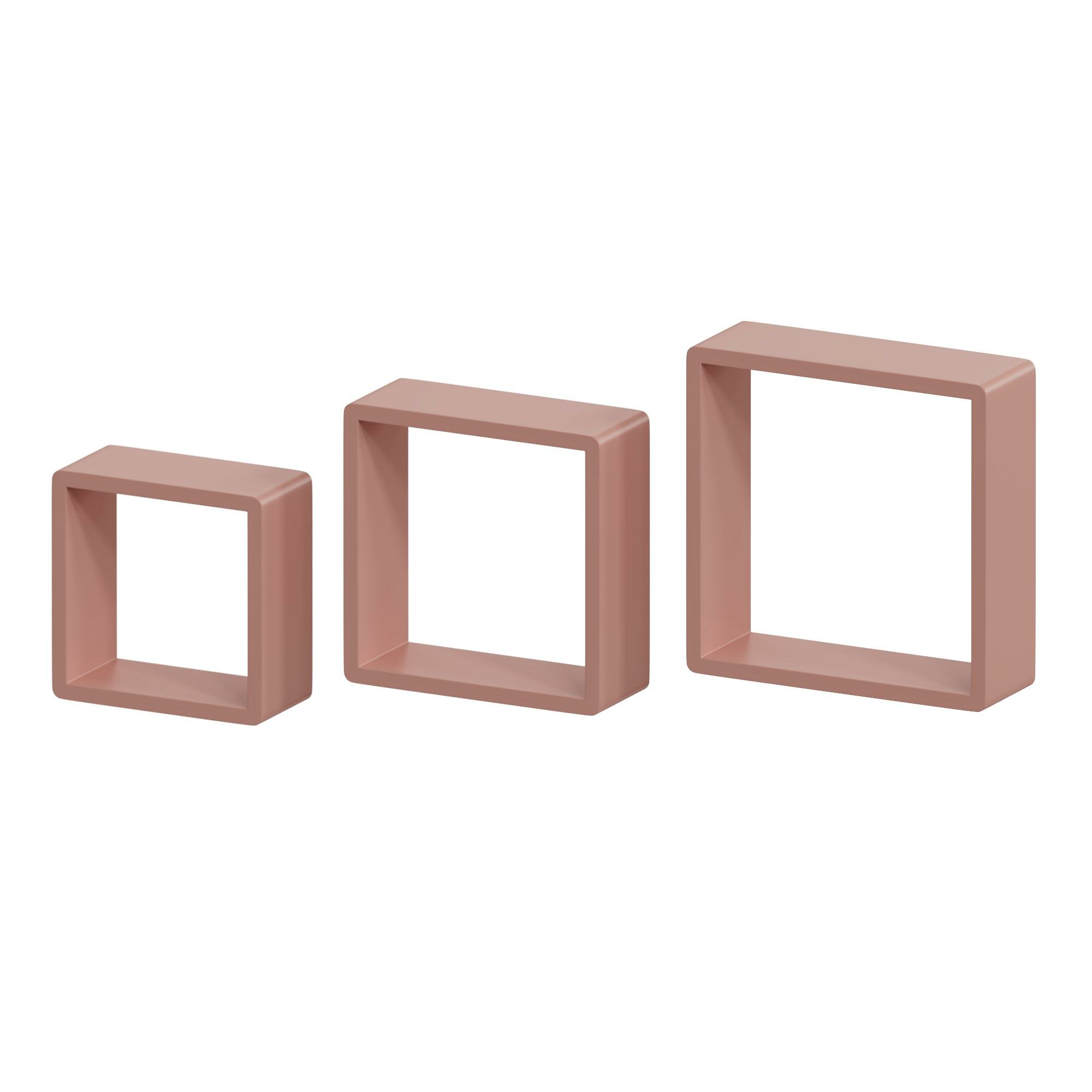 Полка настенная Spaceo 20x20 см/24x24 см/28x28 см МДФ цвет розовый 3 шт