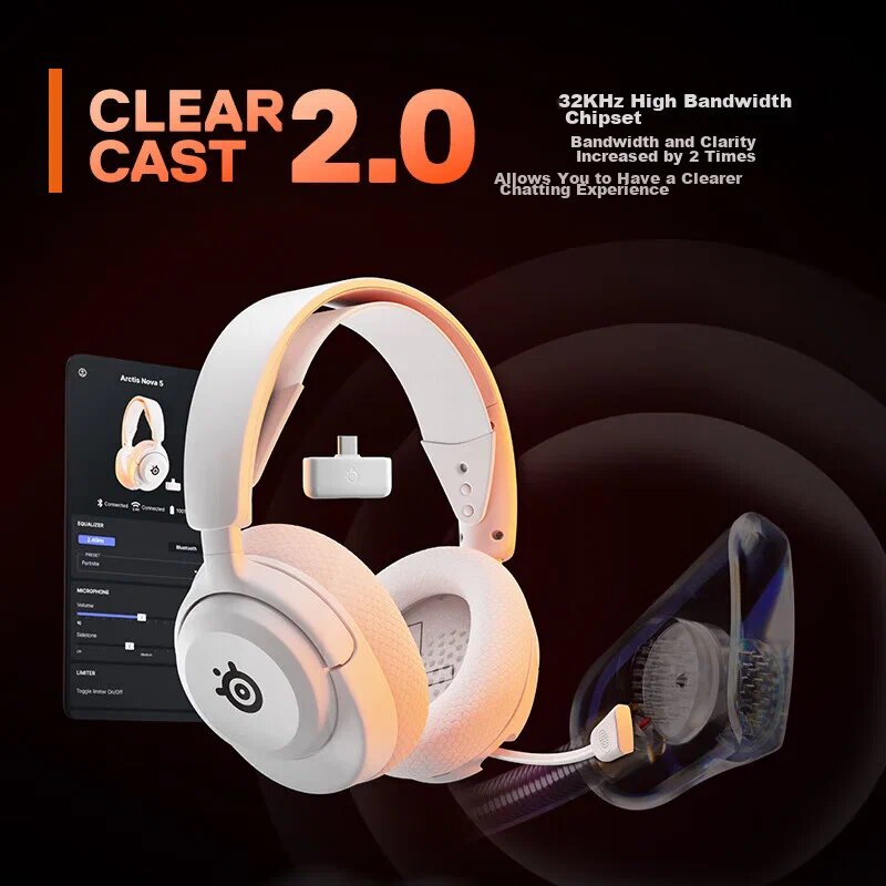 Игровые наушники SteelSeries Arctis Nova 5 Wireless белый Радиоканал, Bluetooth — фото 1