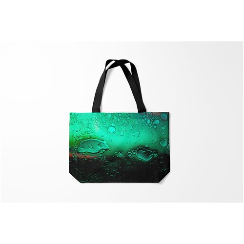 фото Сумка-шоппер / 46х35 см / популярные иллюстрации / текстуры зеленые капли клетки burnettie