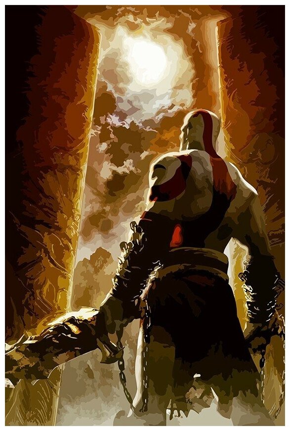 Картина по номерам на холсте Игра God of War Кратос - 6218 В 60x40
