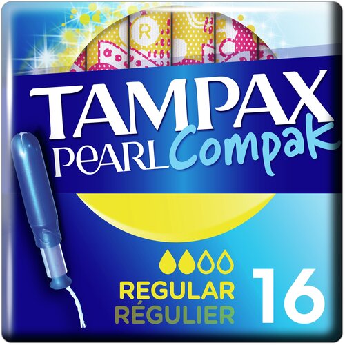 tampax tampax compak тампоны женские гигиенические с аппликатором regular duo TAMPAX тампоны Pearl Compak Regular Duo, 2 капли, 16 шт.