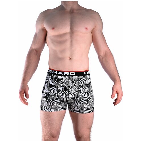 фото Трусы мужские боксеры хлопок rockhard разноцветные с принтом nature, размер s, зебра rock hard
