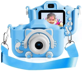 Детский цифровой фотоаппарат синий kitty