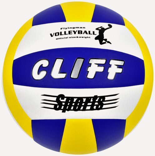 Изображение товара Мяч волейбольный "Cliff" PU-038, тренировочный, PU/бутил, белый/желтый/синий