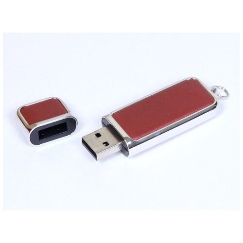 Компактная кожаная флешка для нанесения логотипа (64 Гб / GB USB 3.0 Коричневый/Brown 213 Flash drive Рудис Rudis Skin N277)