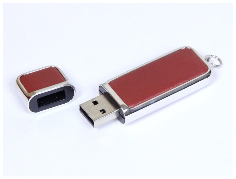 Компактная кожаная флешка для нанесения логотипа (4 Гб / GB USB 2.0 Коричневый/Brown 213 Недорого)