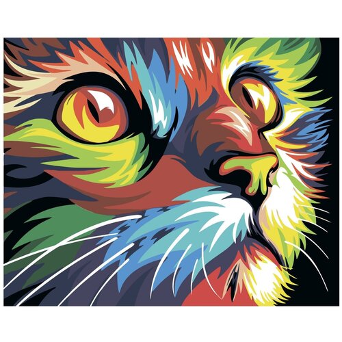 Радужный кот Раскраска картина по номерам на холсте радужный холст