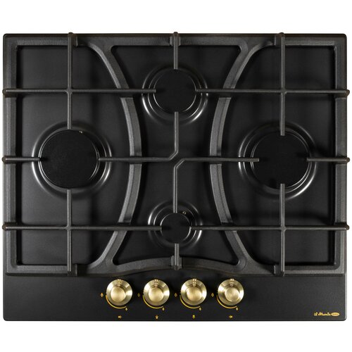 Встраиваемая варочная поверхность газовая il Monte BH-649E BLACK RUSTICO Газ-контроль Электроподжиг Чугунные решетки Ширина 60 см 2559100₽