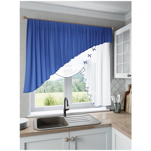 фото Шторы для кухни sola "джульетта", синий, правая