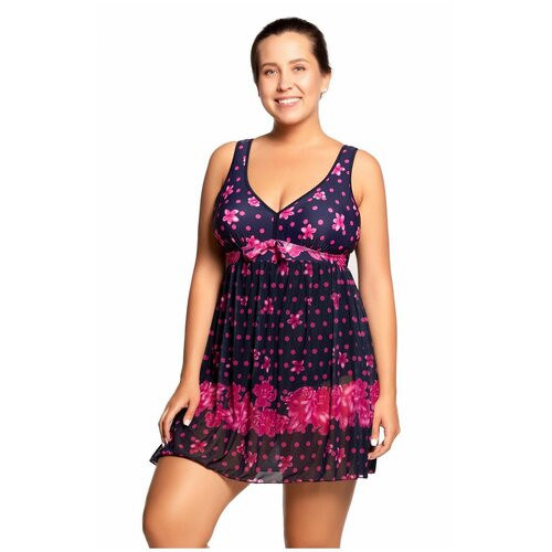 фото Купальник-платье женский слитный ls 99-477, черный + фиолетовый, размер 60 lightswim