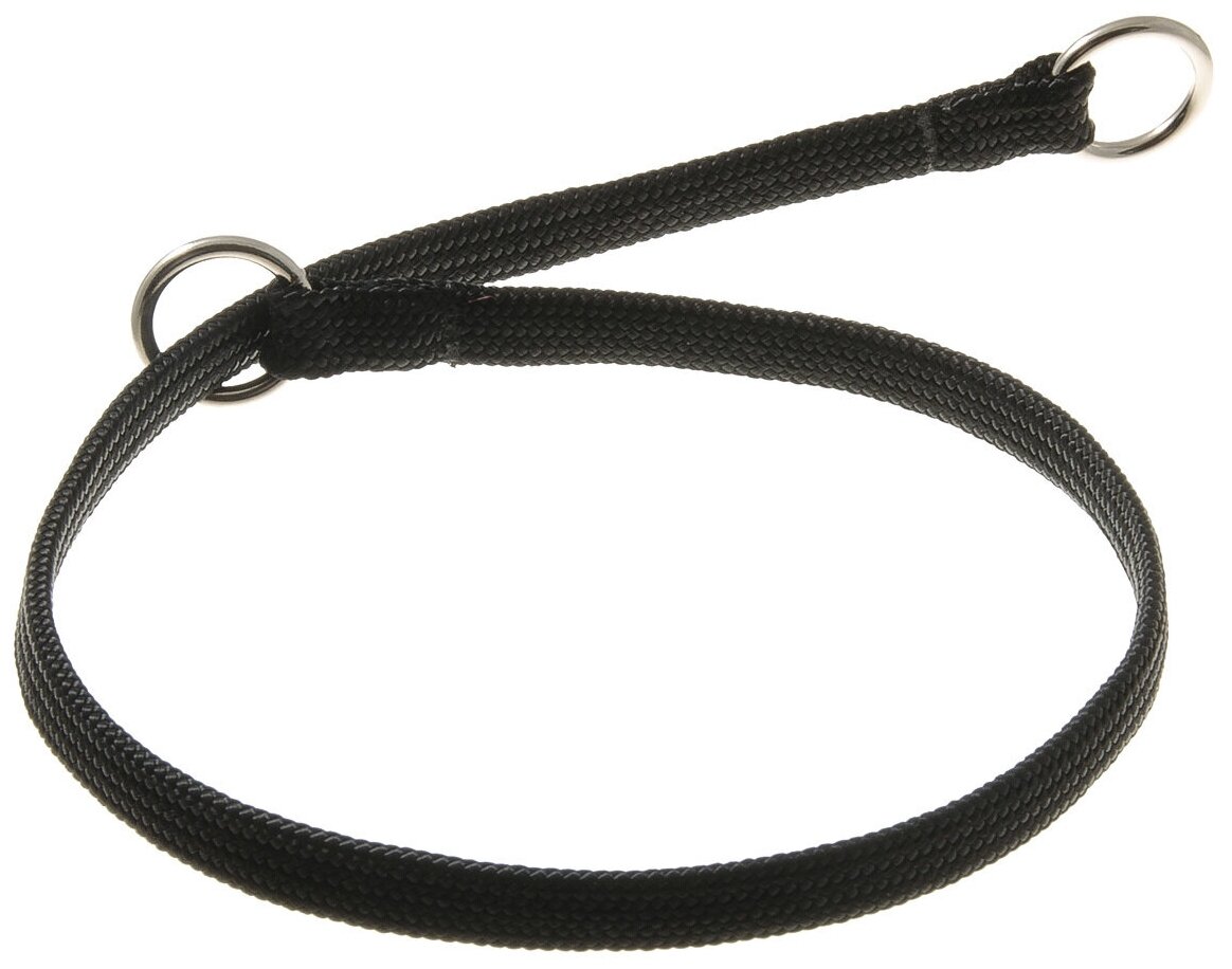 Ошейник-удавка для собак V.I.Pet с 2-я кольцами (лента-чулок) 10 мм, 50 см (чёрный) 76-2320