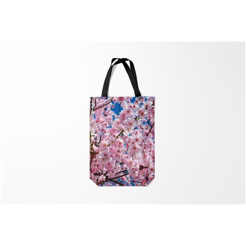 фото Сумка-шоппер / 31х42 см / девушкам / цветочки и бабочки цветущая сакура burnettie