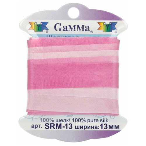 Лента Gamma шелковая SRM-13 13 мм 9.1 м ±0.5 м M003 бл. розовый/сиреневый лента gamma шелковая srm 4 4 мм 9 1 м ±0 5 м m018 бл розовый розовый
