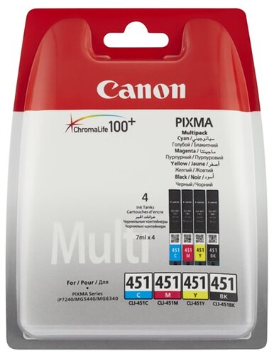 Комплект картриджей Canon CLI-451 C/M/Y/BK 6524B004, многоцветный, в ...