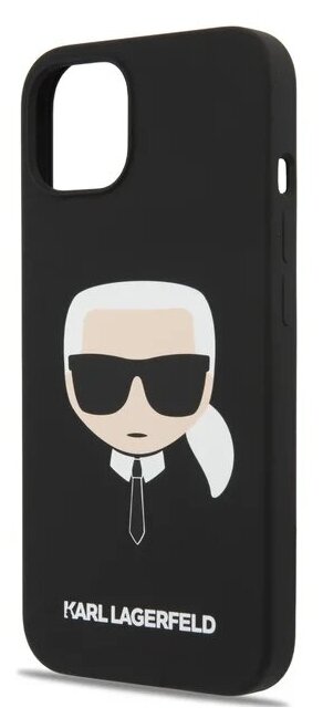 Lagerfeld для iPhone 13 чехол Liquid silicone Karl's Head Hard Black