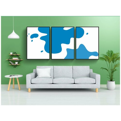 фото Набор модулных постеров для интерьера "задача, синий, всплеск" 60x90 см. в тубусе, без рамки lotsprints