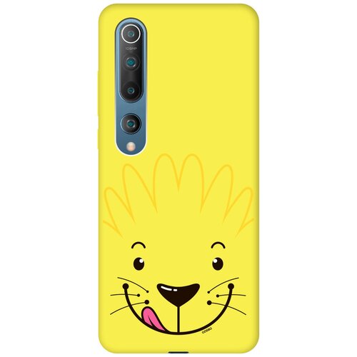 фото Силиконовая чехол-накладка silky touch для xiaomi mi 10 с принтом "minimalistic lion" желтая gosso