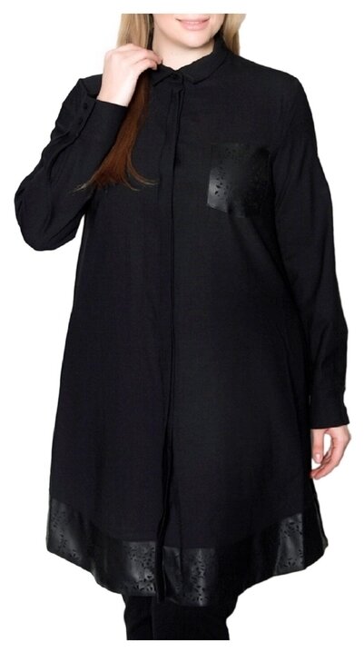 Платье-рубашка Beatrice .b, повседневное, трапециевидный силуэт, мини, карманы, размер 50 (2XL), черный