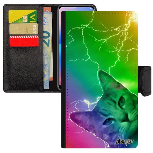 фото Модный чехол книжка на // apple iphone xr // "котик" cat дизайн, utaupia, цветной
