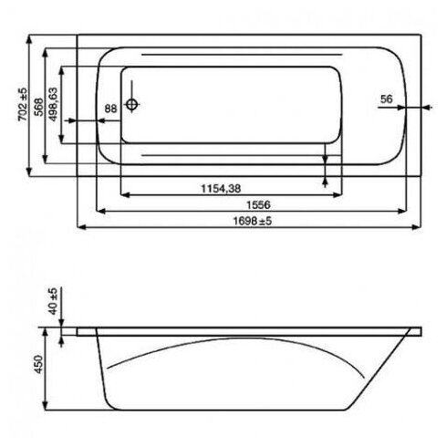 Ванна Roca LINE 170х70см, без монтажного комплекта (ZRU9302924)