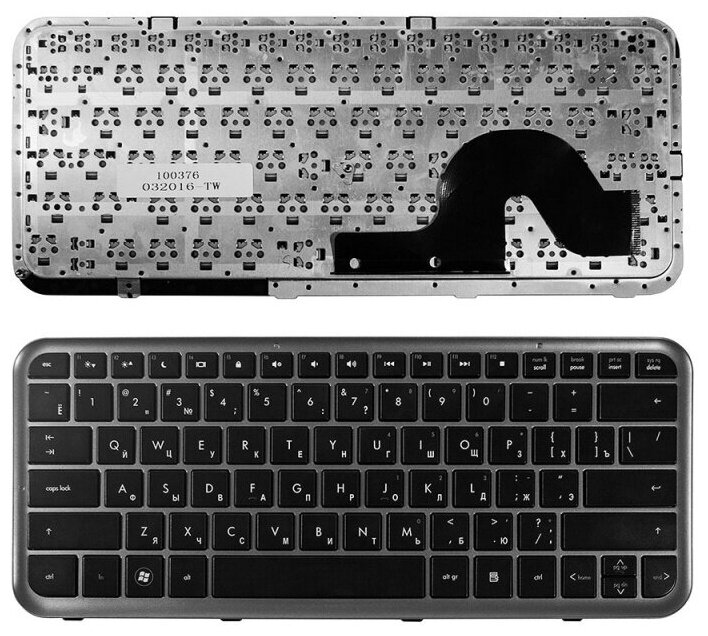 Клавиатура для ноутбука HP Pavilion DM3 DM3-1000 DM3t Series. Плоский Enter. Черная с серой рамкой. PN: NSK-HKU0R